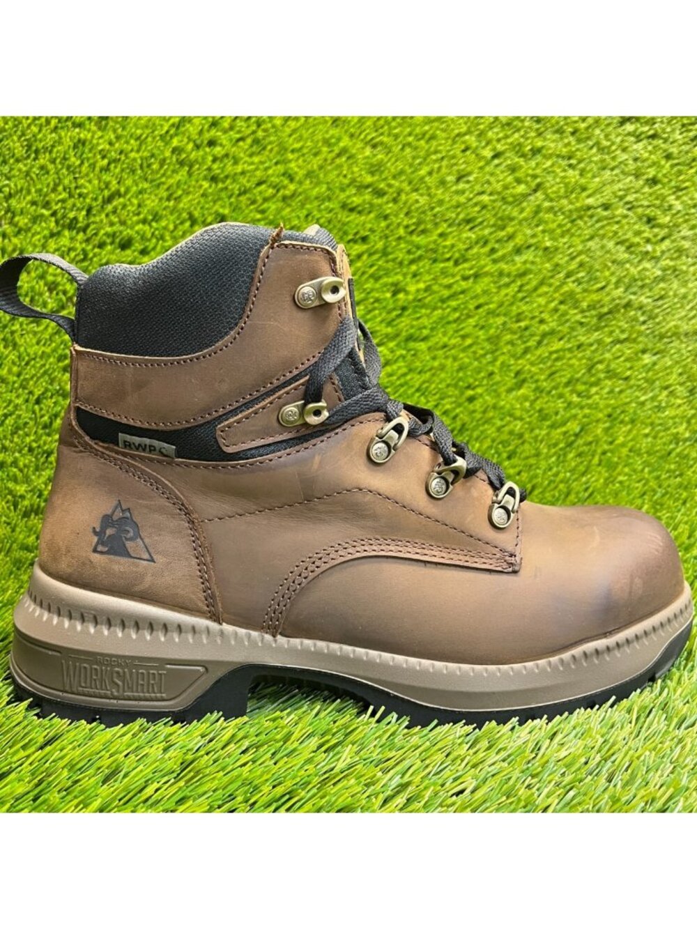 Rocky Worksmart 6" Mens Size 9.5 Brown Black Waterproof Composite Toe Work Boots